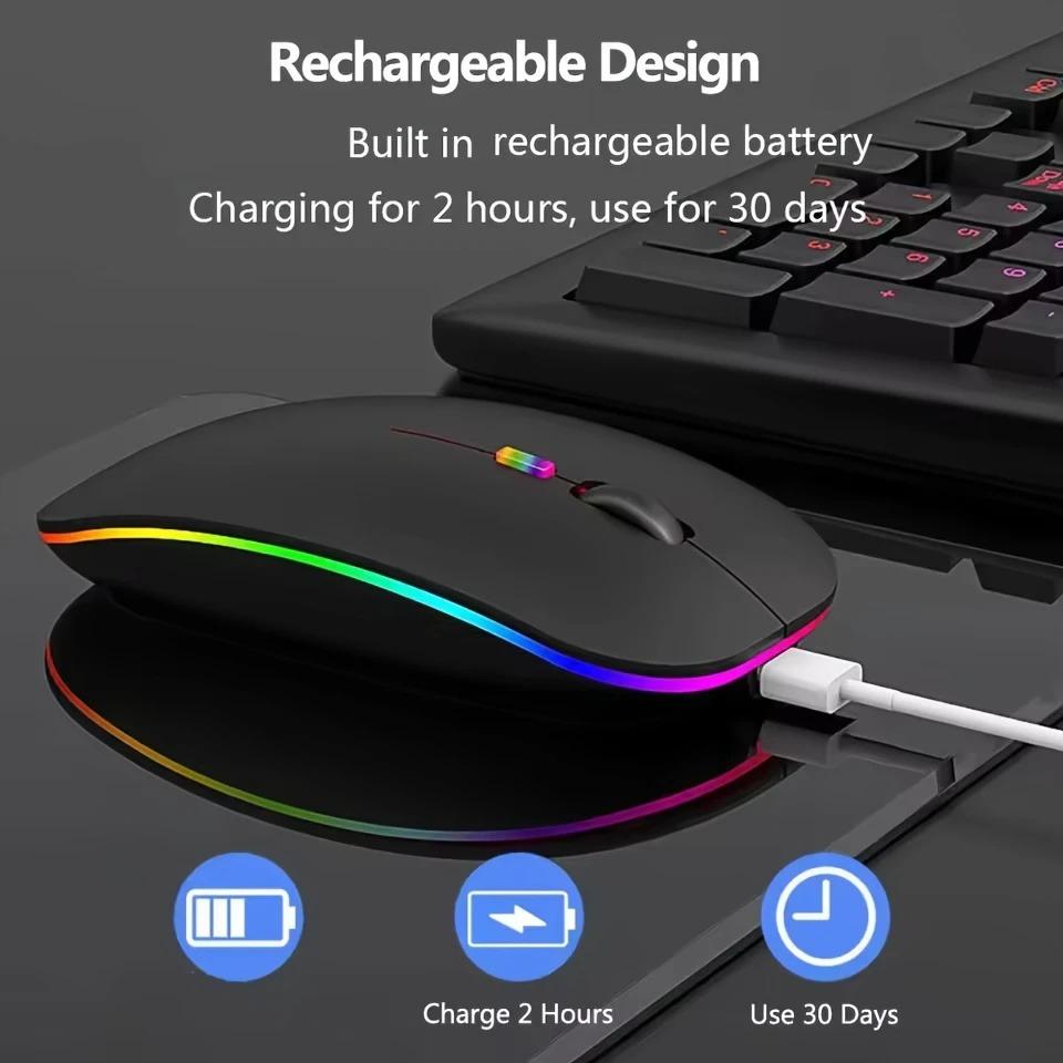 Wireless Rechargeable Mouse With LED Backlight Bluetooth Gaming Mouse Suitable For MAC/Laptop/PC/Windows