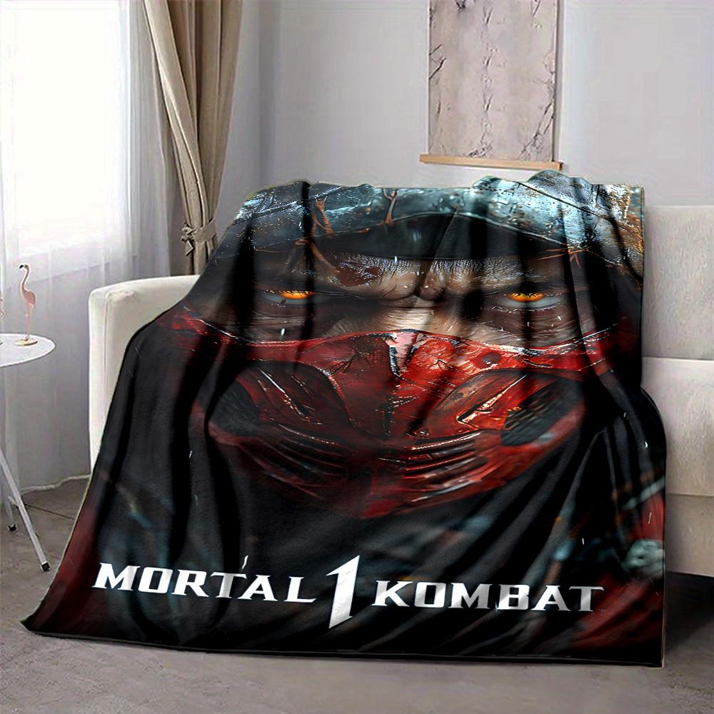 1pc Mortal Kombat Blanket Lightweight Flannel Throw For Sofa, Bed, Travel, Camping, Livingroom, Office, Couch, Chair, And Bed
