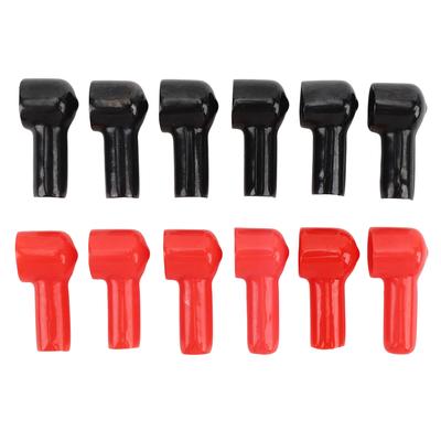 12Pcs Battery Terminal Boot Insulating Cover 6 Red 6 Black Cable Lug Protector Cover Cap for Vehicle Marine Commercial