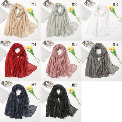 Heißprägung Sterne Hijab Schal Damen Dünn Atmungsaktiv Weich Baumwolle Schal Golden Glänzend Luxus Designer Schal Muslimische Mode Wickeltücher
