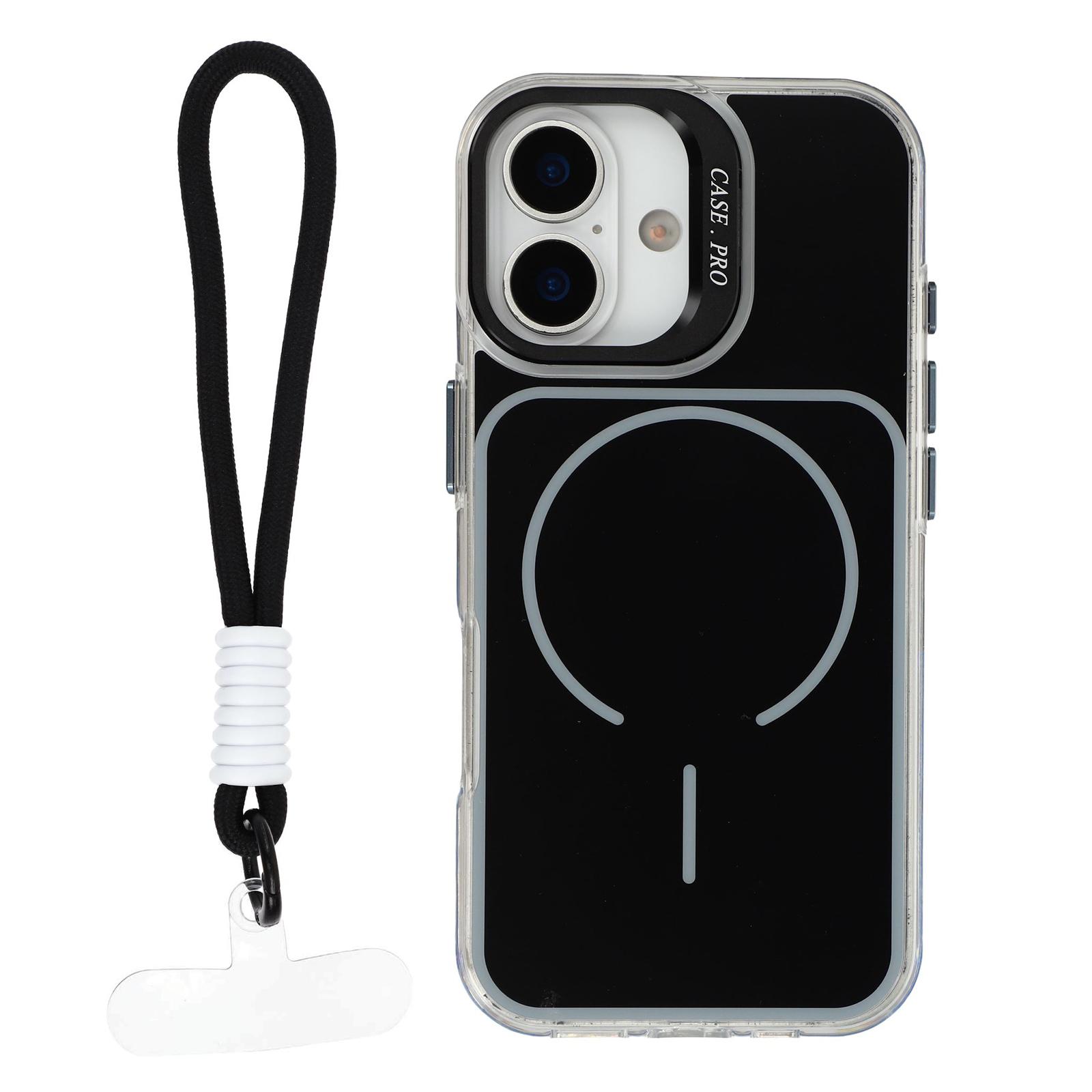

For iPhone 17 Case Compatible with MagSafe Lens Kickstand TPU Acrylic Phone Cover with Matching Hand Strap