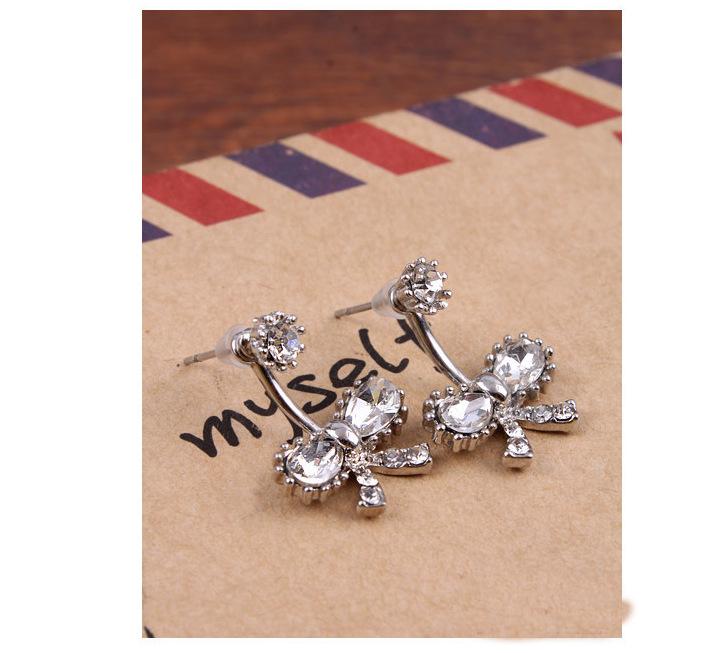 Korean Butterfly & Bowknot Cat's Eye Earrings with Pearl Studs
