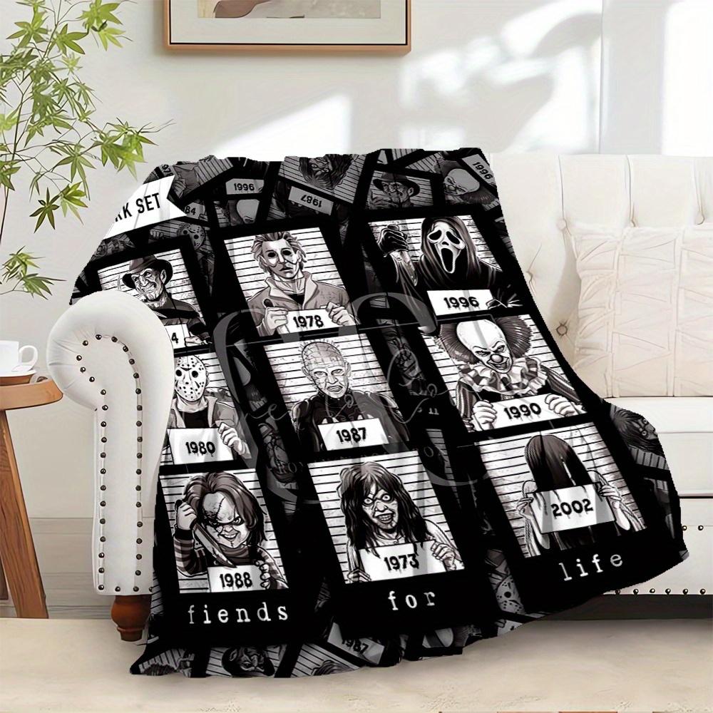 

1pc Horror Icons,Mugshots,BookmarksTheme Digital Printed Flannel Blanket, Super Soft Plush Fleece Bed Cover, Multi-Function Four Seasons Hyp 100x150cm
