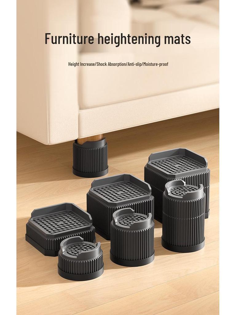 Adjustable Stackable Furniture Riser Pads for Table, Cabinet, and Bed Legs - Moisture-Proof, Strong Load-Bearing Plastic Blocks