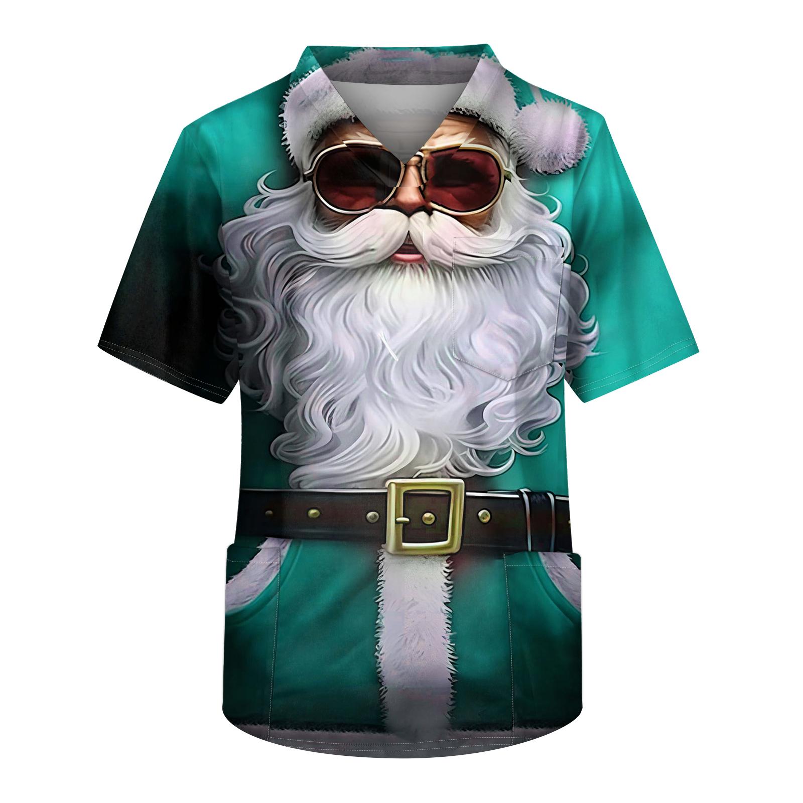 Мужская рабочая блузка с короткими рукавами и v-образным вырезом с принтом топ с нагрудным карманом XXL 1629₽