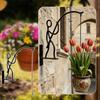 Stick Man Hanging Pendant Weather-Resistant Metal Plant Hanger Creative Shape Wall Hook for Indoor Outdoor Small Plants