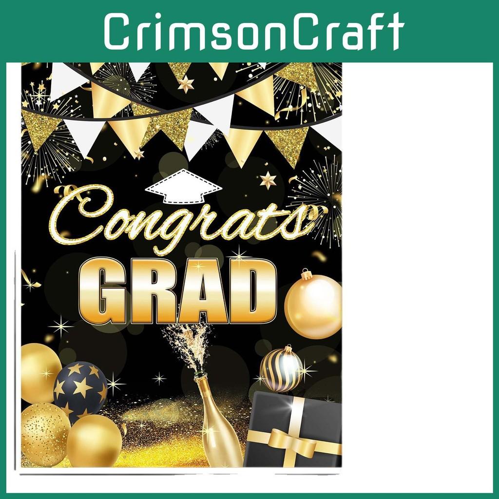 Graduation Black Gold Party Blindfold Game Poster Set Decor With Stickers