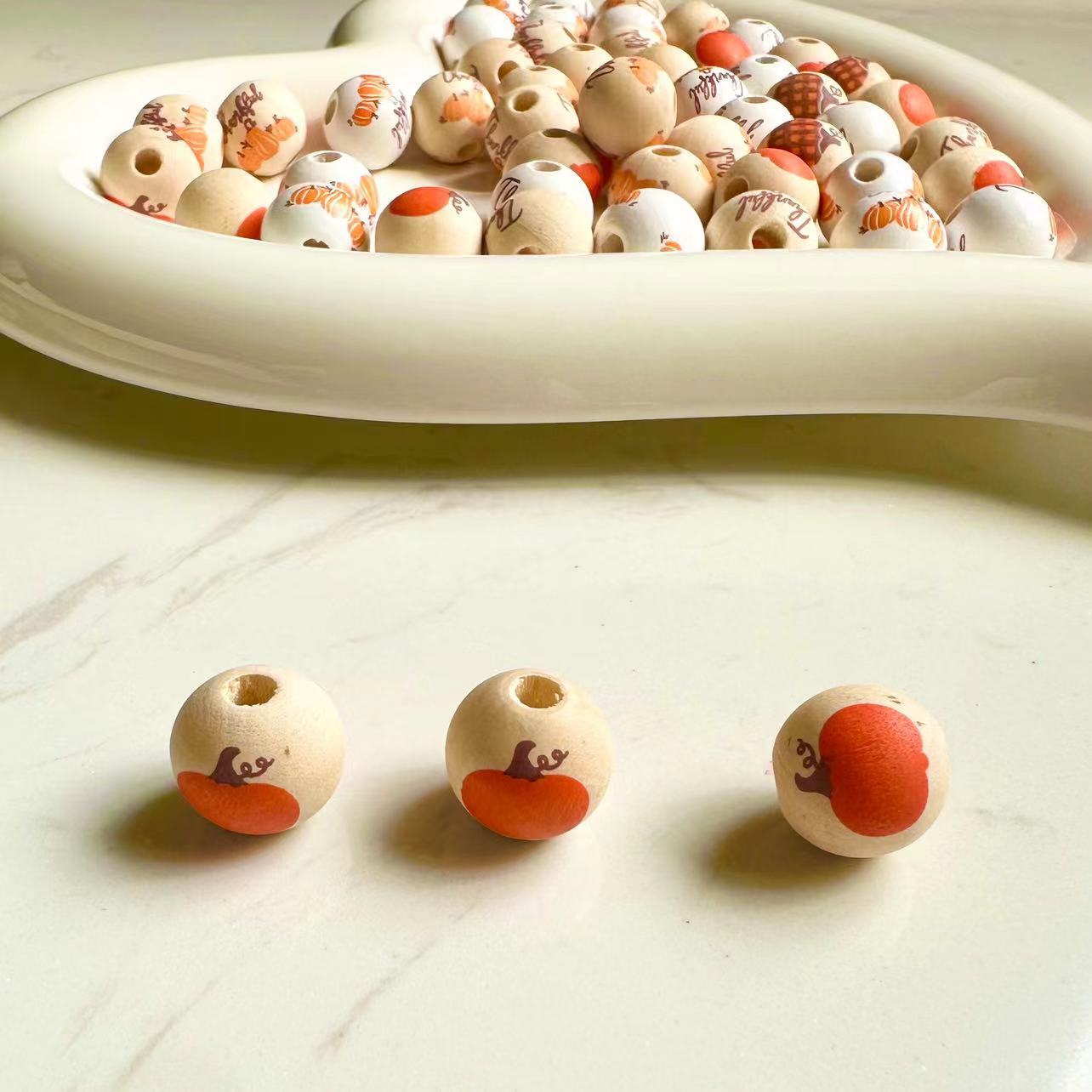 

Фабрика-источник Осень День благодарения Деревянная нить из бусин Пеньковая веревка Кисточка Деревянная нить из бусин DIY Ювелирные аксессуары Свободная бусина Круглая бусина Мультяшный 16mm