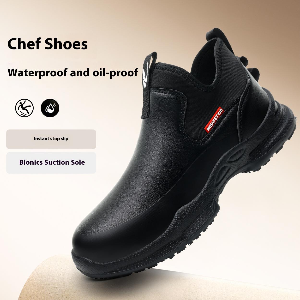 

Chef Shoes Four Seasons Anti Slip Oil Resistant Business Casual Men s Work EVA Shoes Fashion Comfort Soft Soled Waterproof Shoes 41 чёрный
