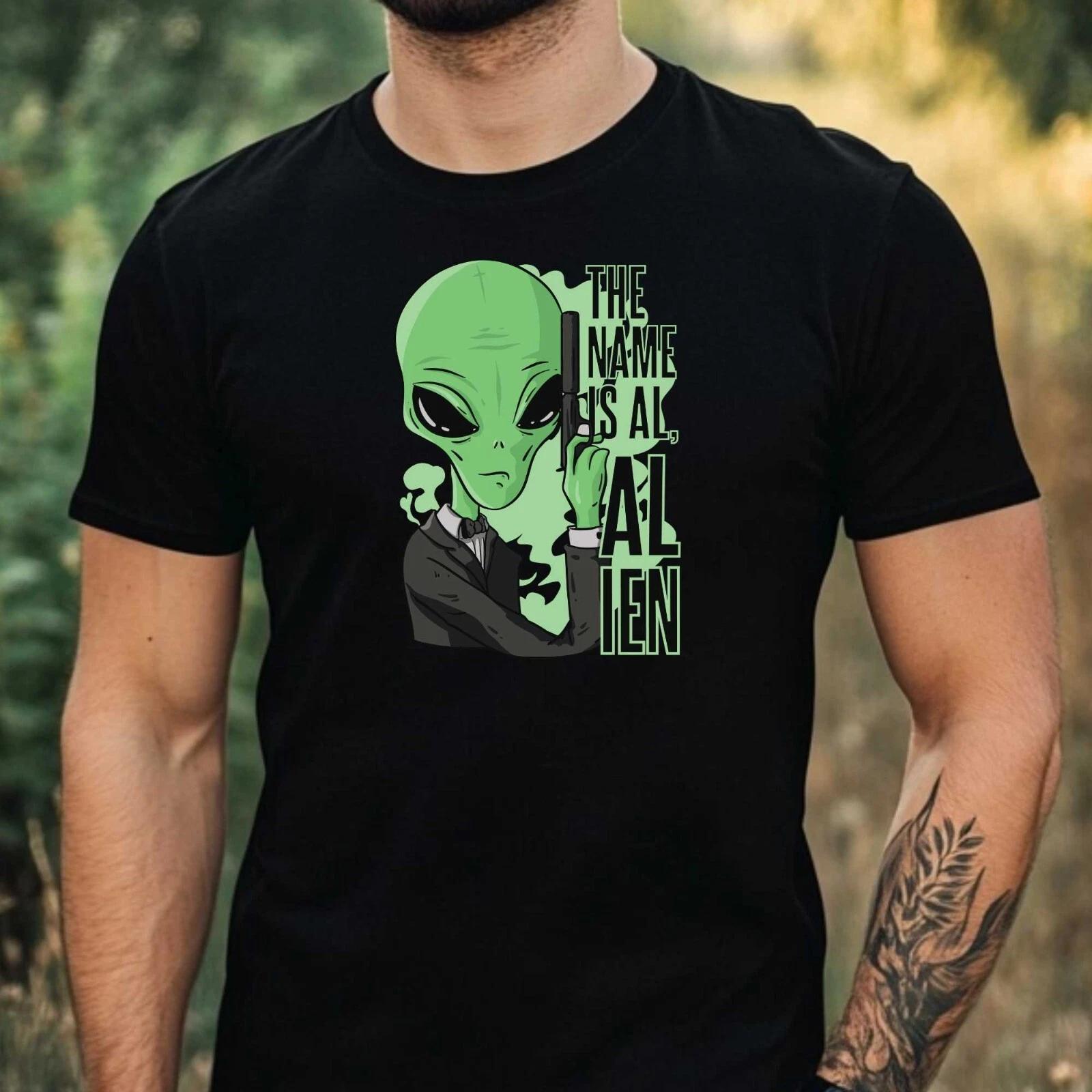 T-Shirt Herren Alien Motiv Baumwolle Größe XS bis 5XL L