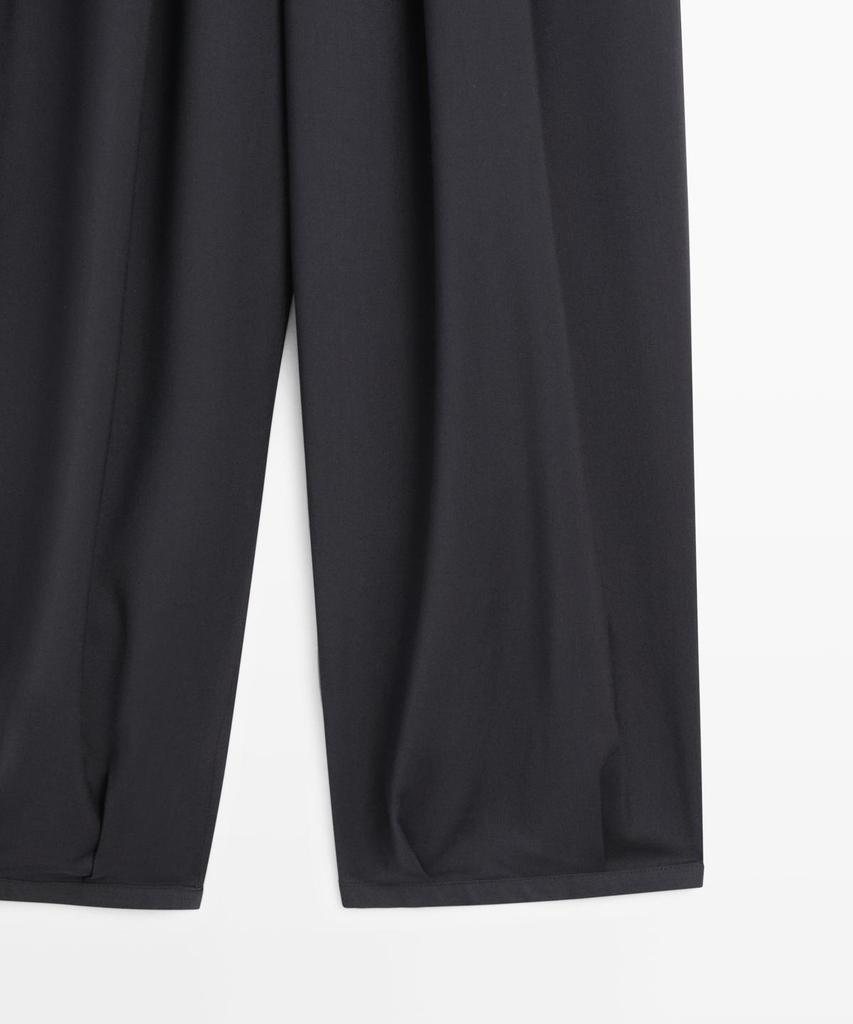 Masimodutti Pleated Detail Wide Leg Volume Pants