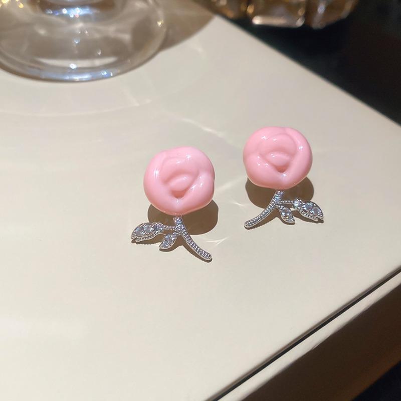Girl s mind~ Super flash zircon flower necklace stud earrings set sweet princess light luxury high-end jewelry women