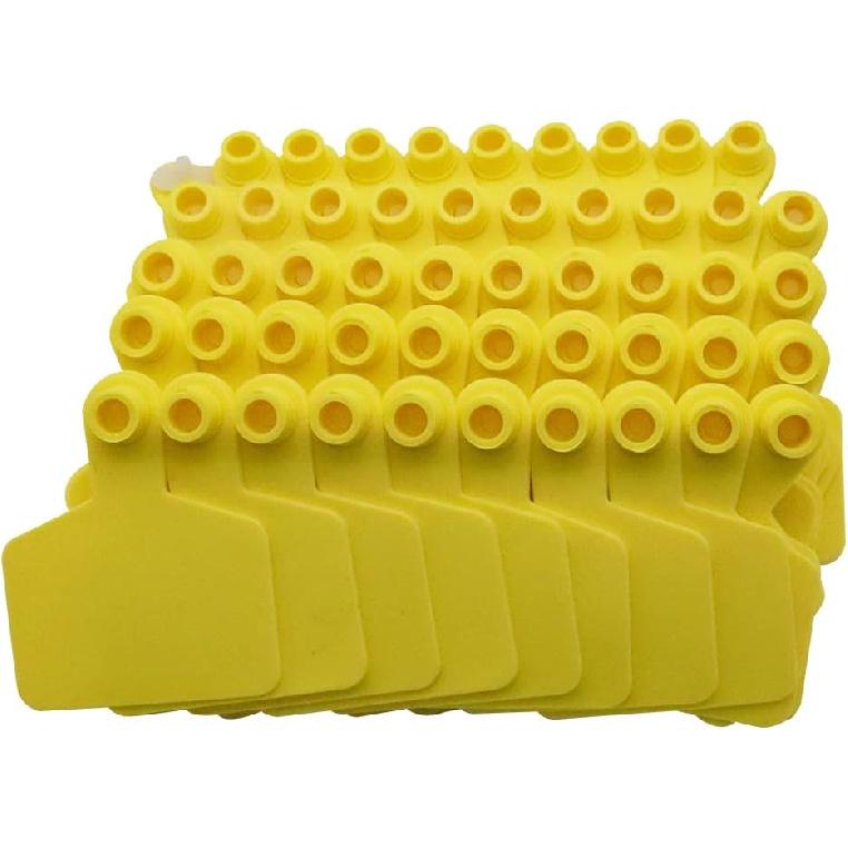 Cattle Ear Tags Blank for Cattle Cows Sheep Pig Goats, 100 Pieces TPU Precision Animal Identification Blank Ear Tags (Yellow)