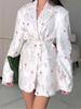 2025 Autumn/Winter European and American Women's Waist-Cinching Lace-Up Loose V-Neck Jacket