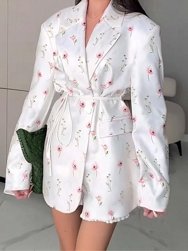 2025 Autumn/Winter European and American Women's Waist-Cinching Lace-Up Loose V-Neck Jacket