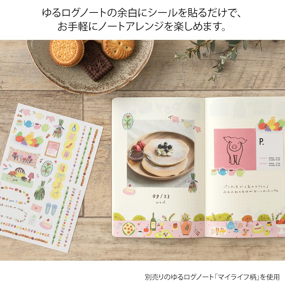Midori Log My 2 82675006 Stickers, "Yuru Life" Design, Sheets,