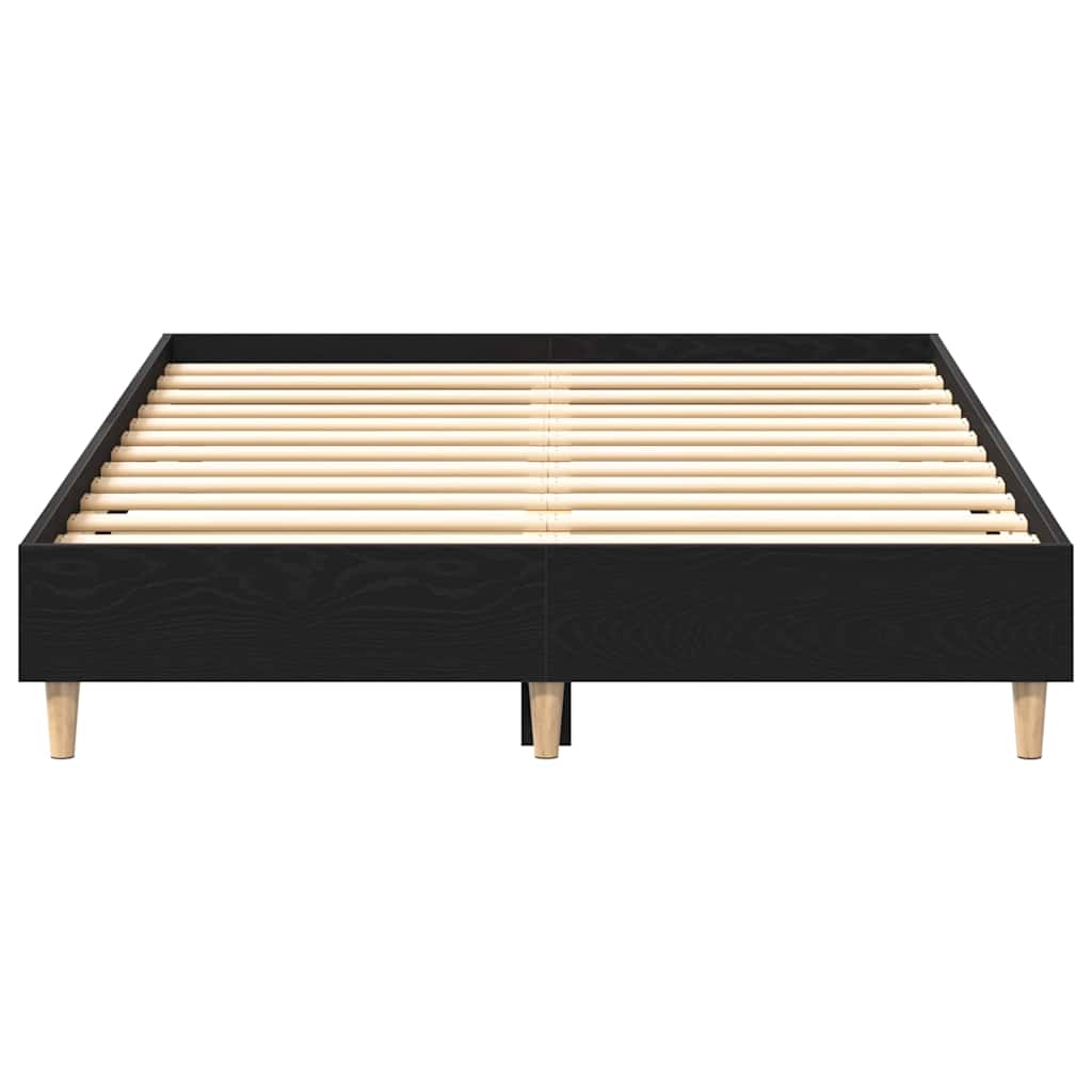 Bed Frame Black Oak Effect 193 X 143 X 25 Cm Engineered Wood