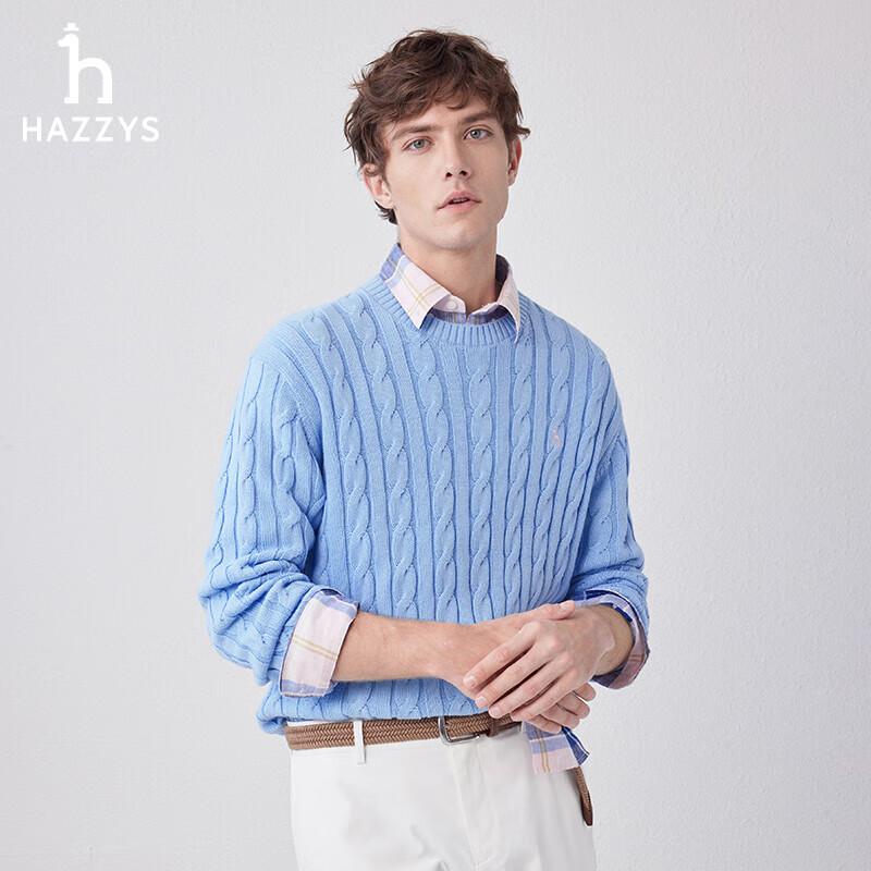 HAZZYS Men's Pure Cotton Cable Knit Sweater