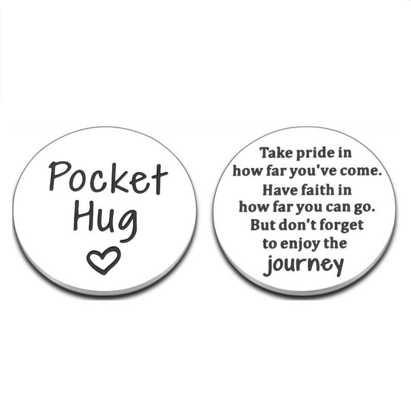Gift Hug Blessing Pocket Hug Series Stainless Steel Decision Coin Can Be Designed Stainless Steel Keychain for Backpack Bag Pendant