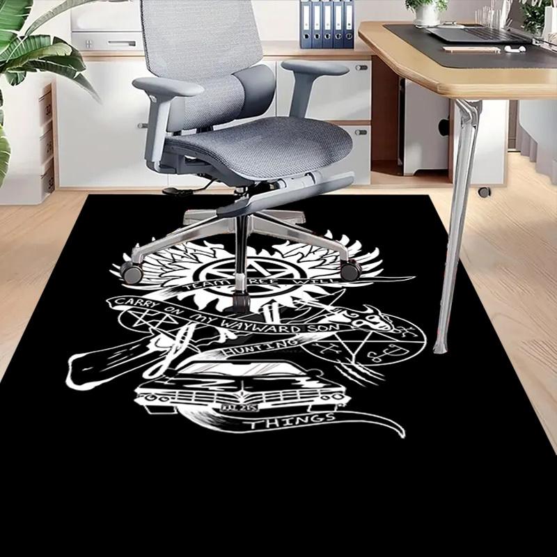 1pc Team Free Will Hunting Things Home Office, Durable Polyester Floor Mat with Easy, Office Decor, Urban Style, Nonslip Backing