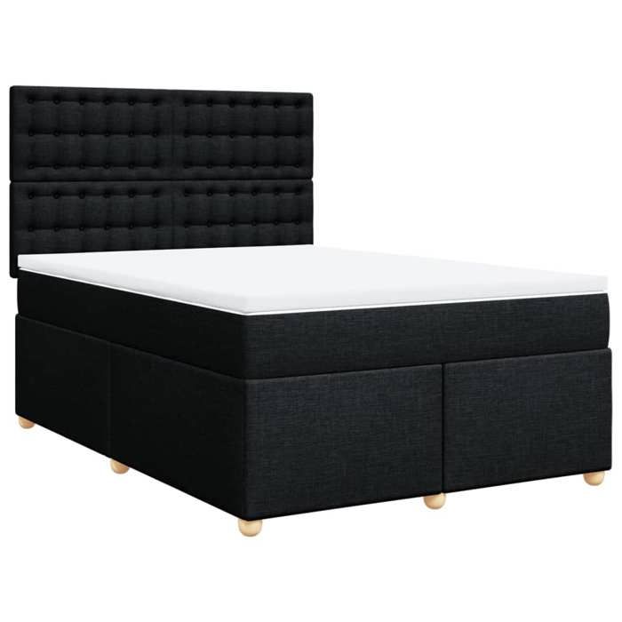 VidaXL Sommier à lattes de lit avec matelas Noir 140x190 cm Tissu 3291291