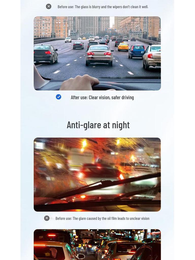 Powerful Windshield Oil Film Remover and Rainproof Foam Cleaner