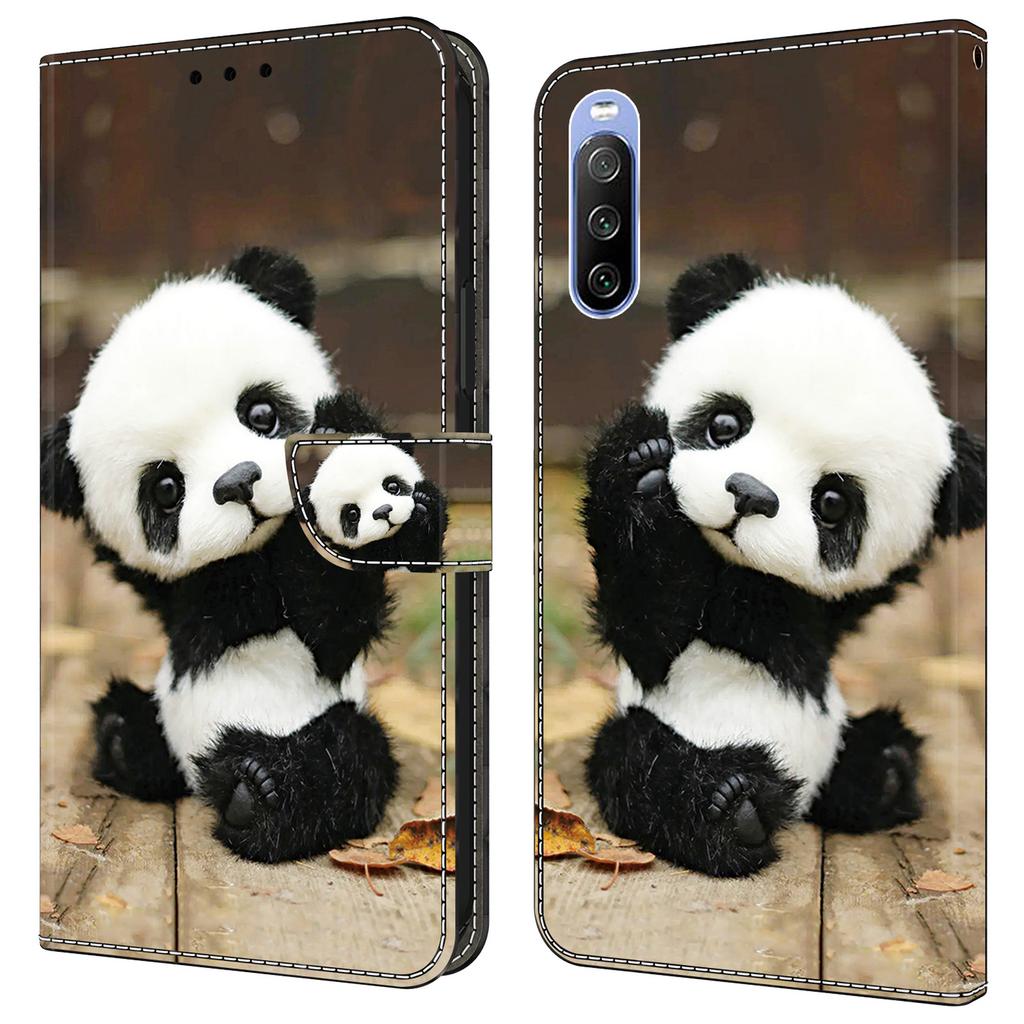 For Sony Xperia 10 V Magnetic Case PU Leather R Pattern Printing Phone Wallet Cover