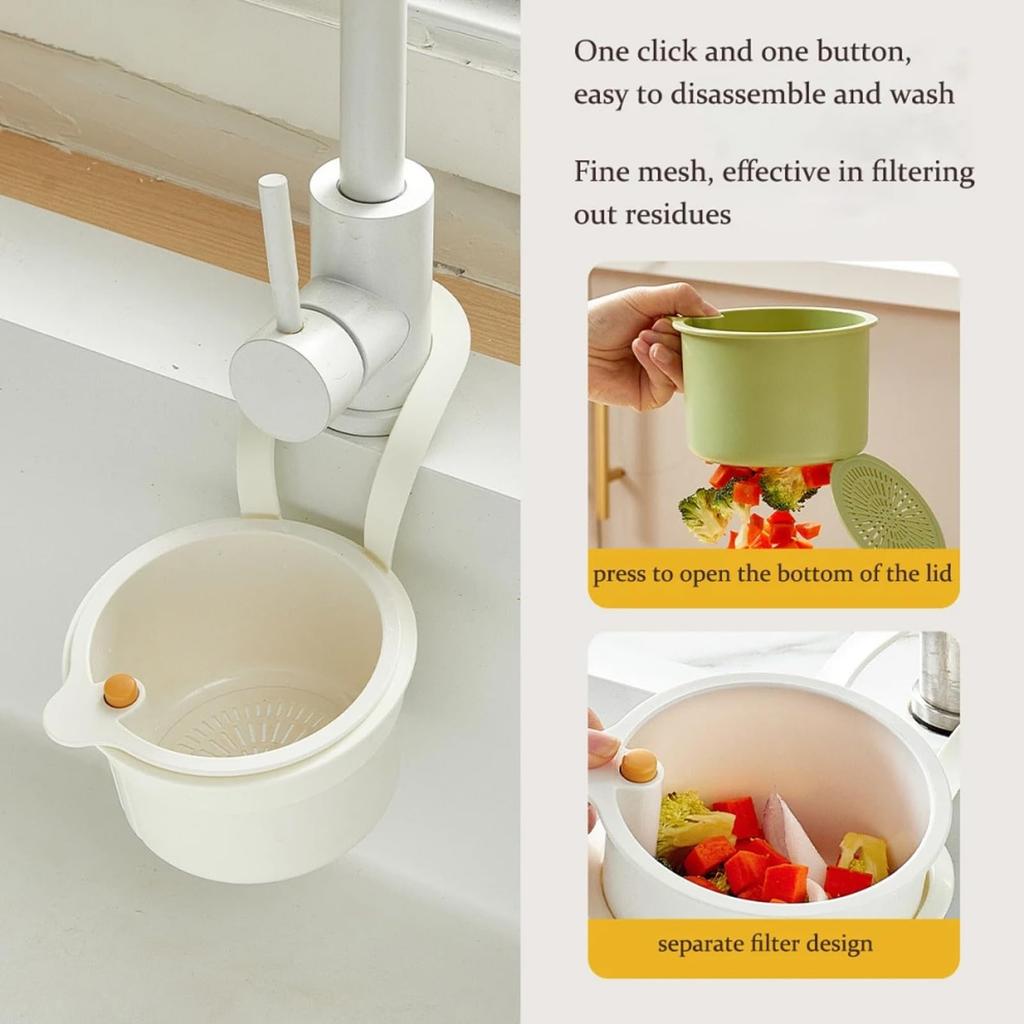 Self Cleaning Kitchen Sink Strainer Basket Press Automatic Dumping Waste Catcher Faucet Hanging Draining Basket Trash Filter