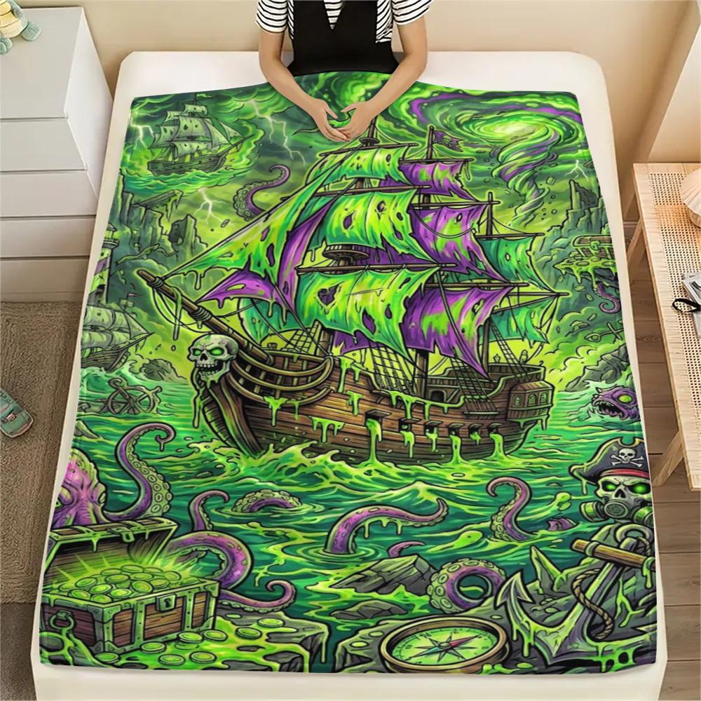Manta de Franela Estampada para Vehículos de Transporte de Ácidos, Alta Calidad, Cómoda para Todas las Estaciones, Decoración del Hogar, Calidez y Comodidad, Perfecta para Regalos de Navidad