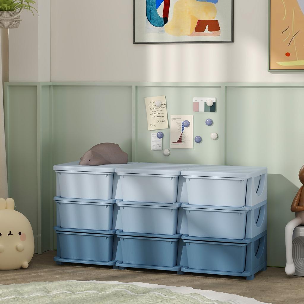 Kids Storage Unit, with Nine Drawers - Blue
