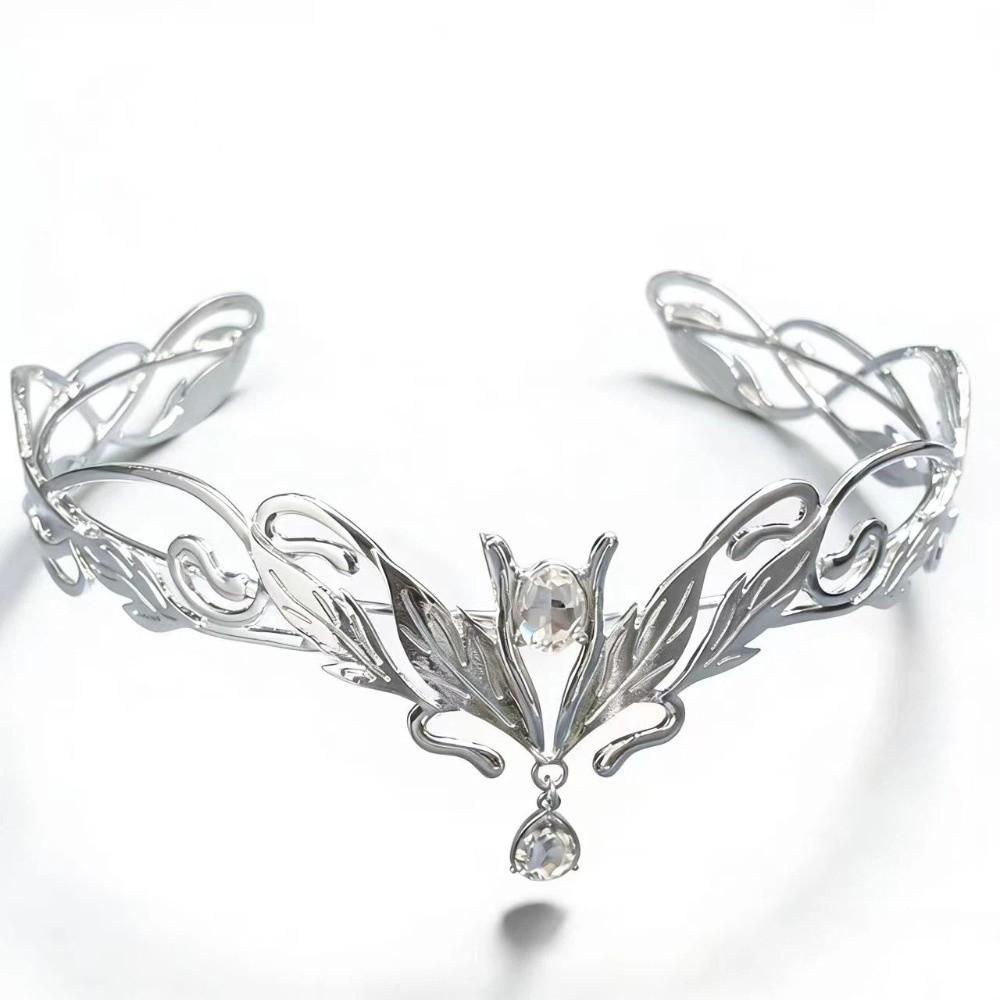 Elegant King Round Elves Crown Baroque Zinc Zinc Alloy Rhinestone Headdress Goddess Tiaras  Wedding Ceremony