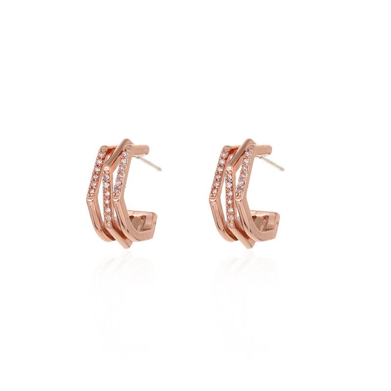 Rose Gold Geometric Women's Earrings: Unique Irregular Shape, Individually Packaged