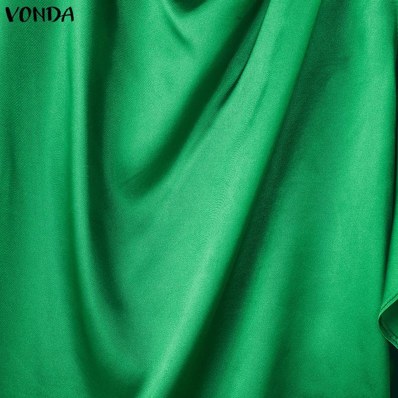 VONDA Women Elegant Short Sleeve Casual Twisted Satin Tops T-shirts