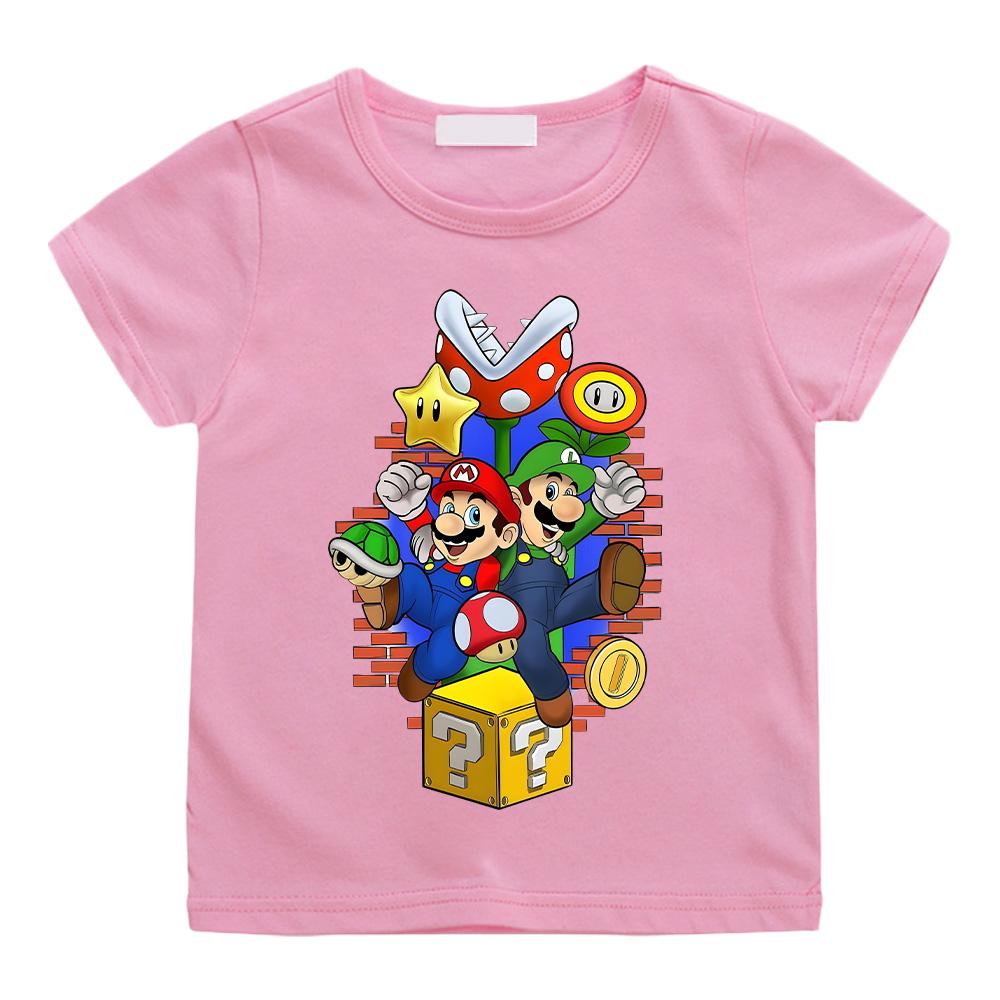 Super Marios T-Shirt for Children Cotton Tee Shirt Crewneck Short Sleeve T Shirt Fashion for Boys Girls Clothing Cartoon Tees High Quality Casual Top
