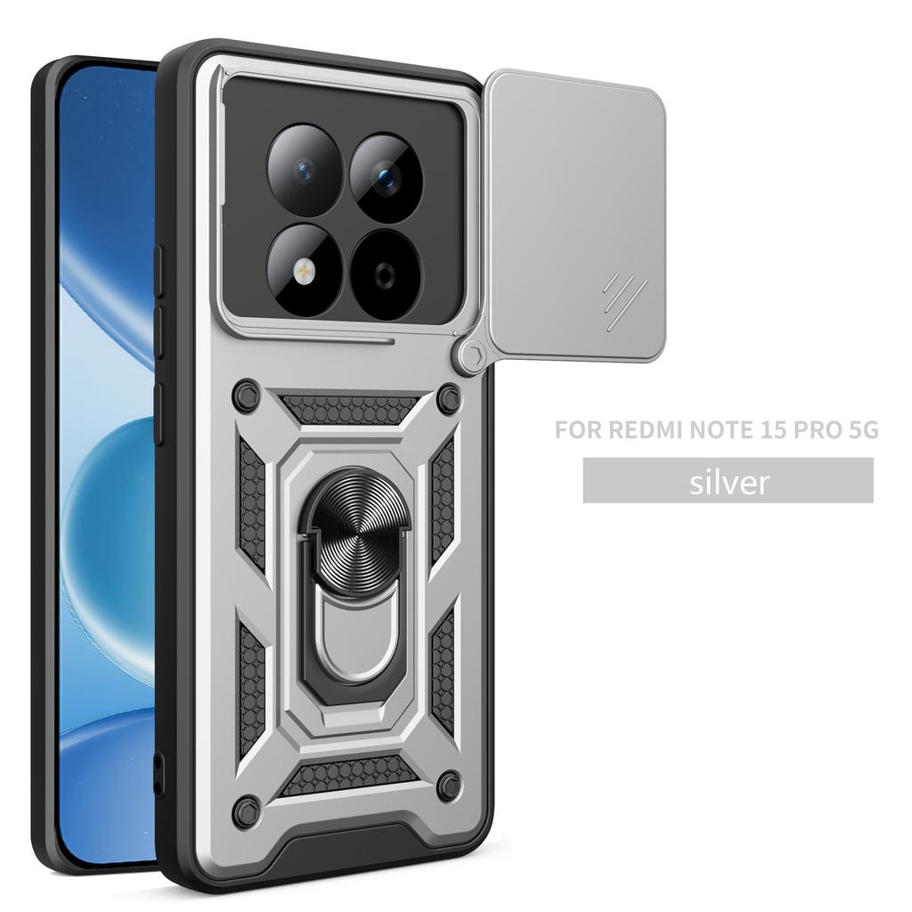 For Redmi Note 15 Pro Case Redmi Note 15 Pro 4G 5G Cover Magnetic Ring Holder Armor Phone Case Slide Camera Protect Back Cover
