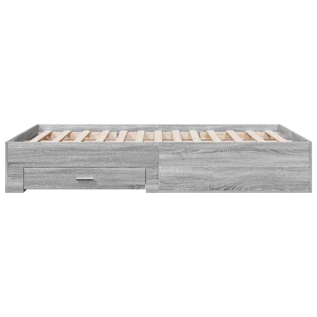 Vidaxl Bed Frame with Drawers, Sonoma Grey Oak, 120X190 Cm