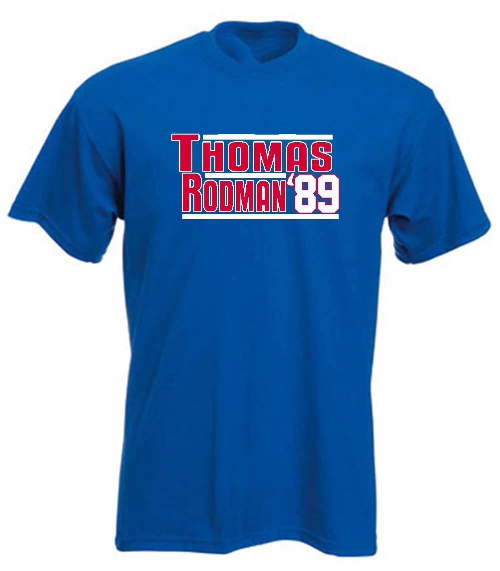 Isiah Thomas Dennis Rodman Detroit Pistons 1989 Long Short Sleeve T-Shirt XL