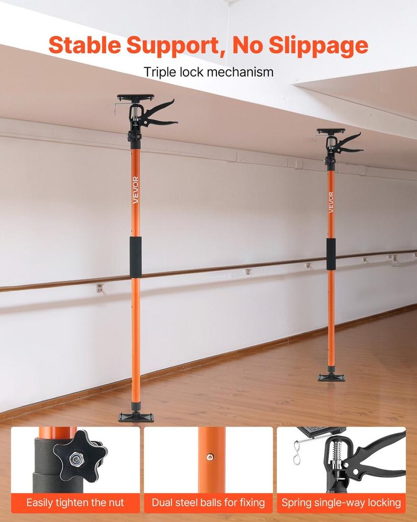 Cabinet Jack Support Pole, 8-Pack, 116-290 Cm Steel Telescopic Quick Support Rod, Adjustable 3rd Hand System Up To 70 Kg Capacity for Installing