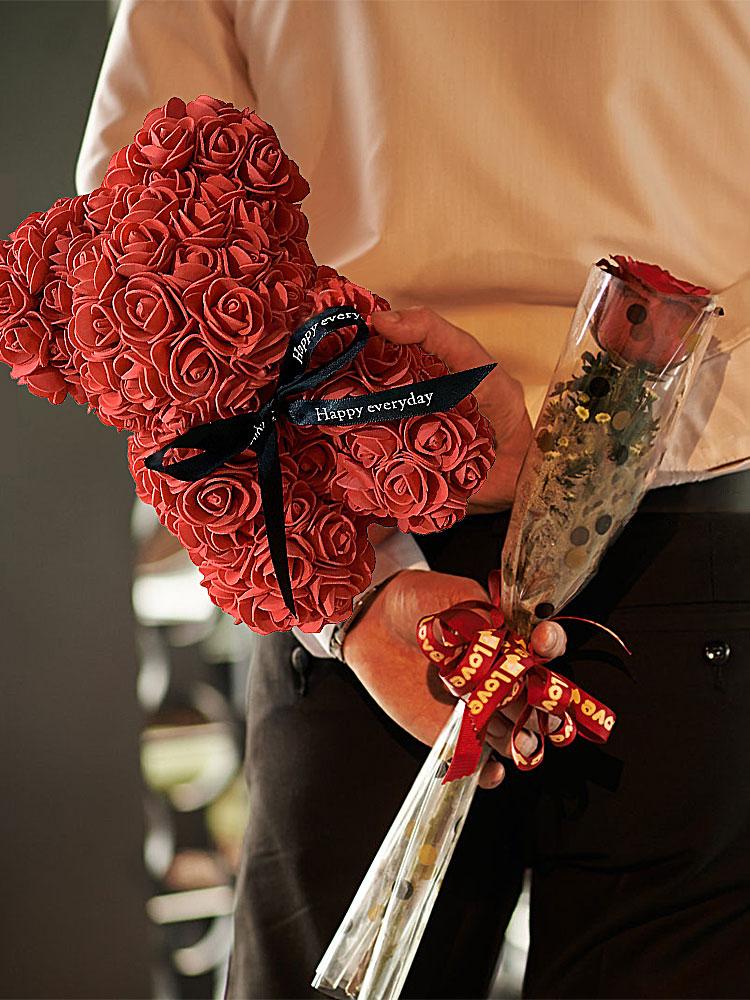 Romantic Artificial Rose Flower Teddy Bear Valentine s Day Gift