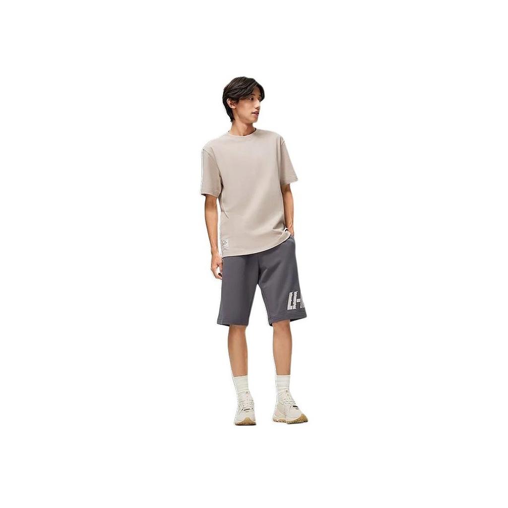 Li Ning Sports Lifestyle Series Letter Print Elastic Waist Straight Loose Sports Shorts Men shorts Faded-Brown AKST747-4