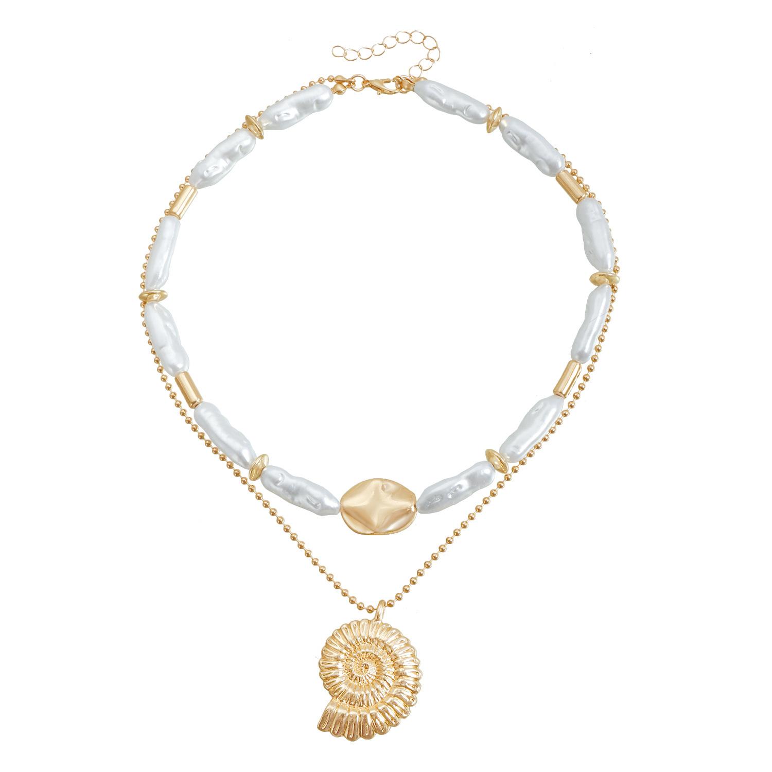 

Ожерелье из искусственного жемчуга неправильной формы в виде раковины, женские ювелирные аксессуары золотой