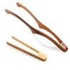 Leaguegg Raised Tip Wooden Kitchen Tongs 29cm Lightweight Food Gripper for Cooking BBQ Camping with Small Bamboo Tong
