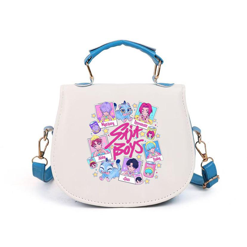 Kids Girls Kpop Rumi Zoey Mira Printed Student Lightweight Crossbody Bag Casual PU Shoulder Bags