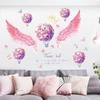 Pink Wall Sticker for Bedroom Girls, Unicorn Feather Princess Flowers Decal, Nursery Removable Wallpaper