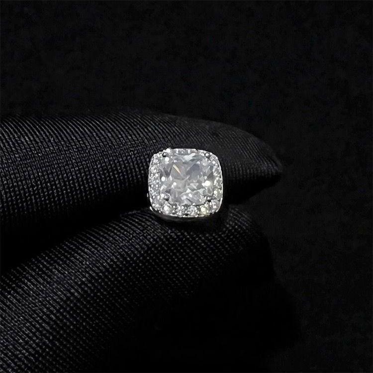 New Zirconia Men's Earrings Yellow Diamond Anti-Allergy Unisex Style Simple Jewelry