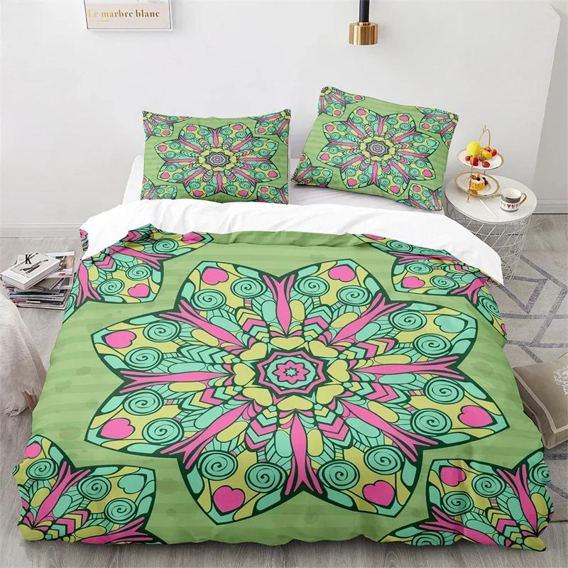 Psychedelic Mandala Duvet Cover Microfiber Bohemian Floral Bedding Set Twin Queen King For Kids Teen Boho Floral Comforter Cover