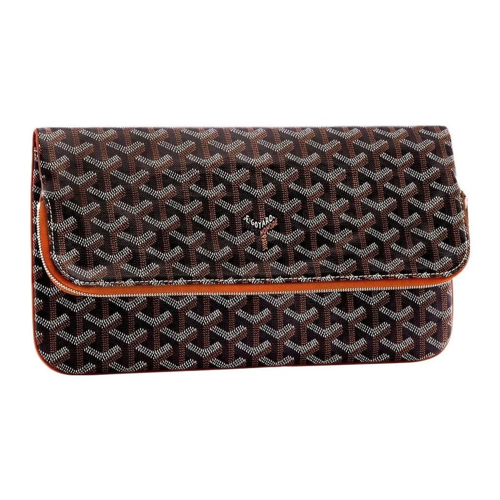 Goyard Sainte-Marie Monogrammed Flap Design Canvas And Leather Clutch Bag Medium Unisex clutch bag Brown STMARIMMLTY-01CL03P