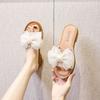 Fashion Cow Leather Sandals 2025 New Women's Slippers Bow Large Size 35-43 Beef Tendon Sole Soft Sole Geunine Leather Slippers