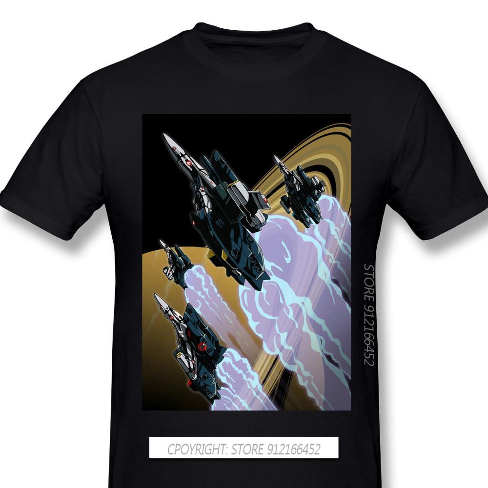 Skull Squadron TShirt Macross UN Spacy Variable Valkyrie Mecha Anime Homme T-Shirts Tee Pure Cotton Oversize Short Sleeve