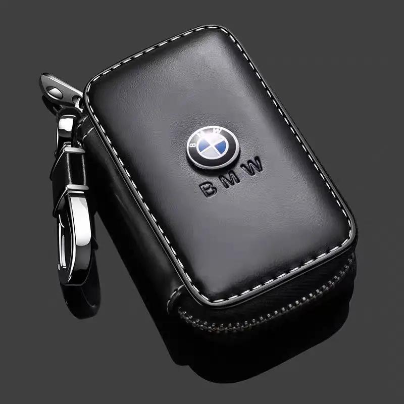 

2025 Hot Leather Car Key Case Protection Auto Key Bag Key Chain Cover For BMW M M3 M5 X1 X3 X5 X6 E90 E91 E92 E93 M3 E60